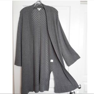 Long Grey knitted duster Sweater/Cardigan